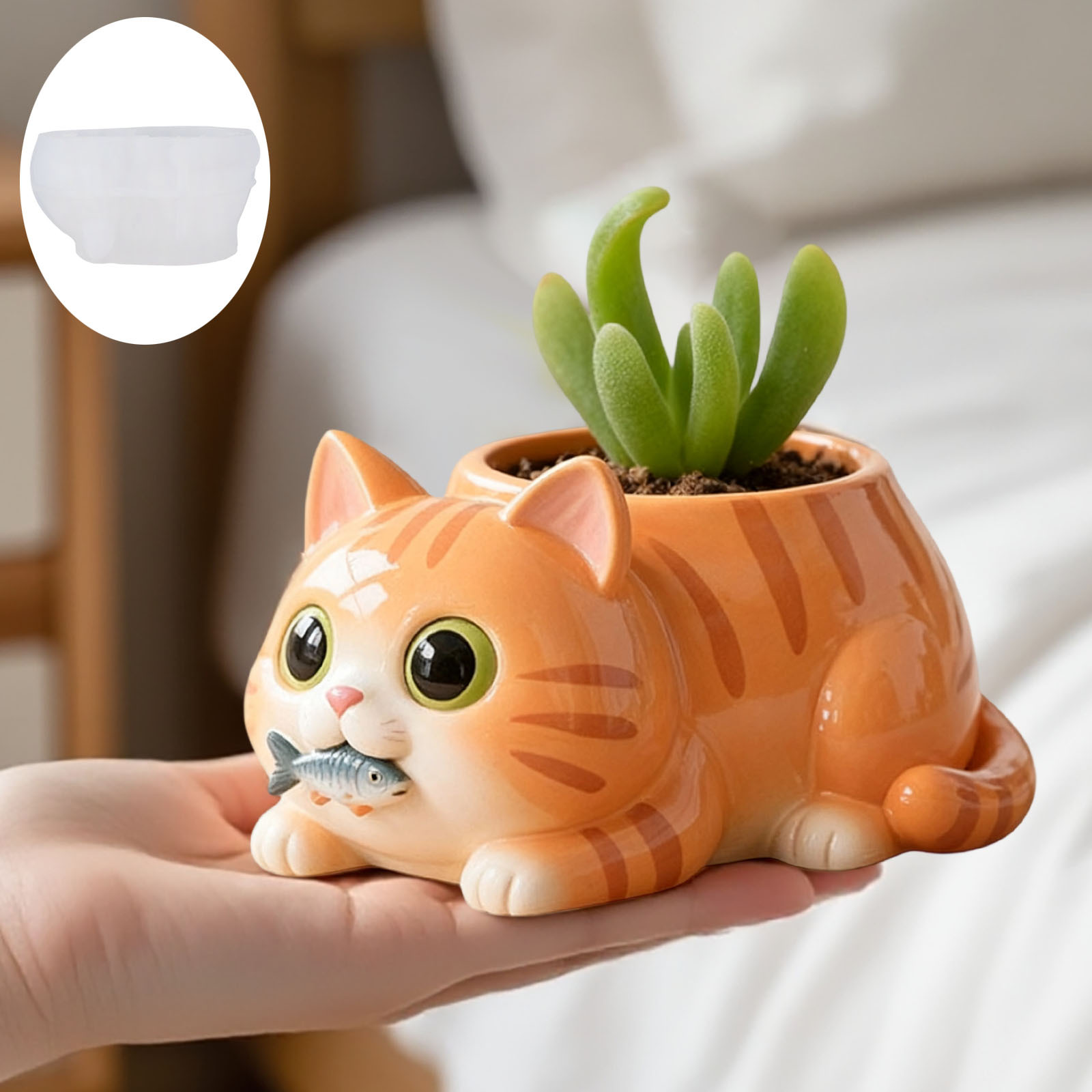 Cat Eating Fish Flower Pot Sil - Potsticker Mold recensie en prijs
