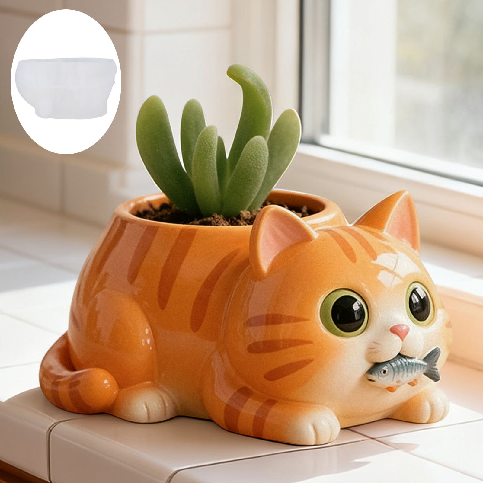 Cat Eating Fish Flower Pot Sil - Potsticker Mold recensie en prijs