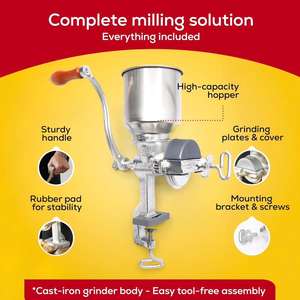 Manual Grain Mill for Corn, Wh - Cast Iron Corn recensie en prijs