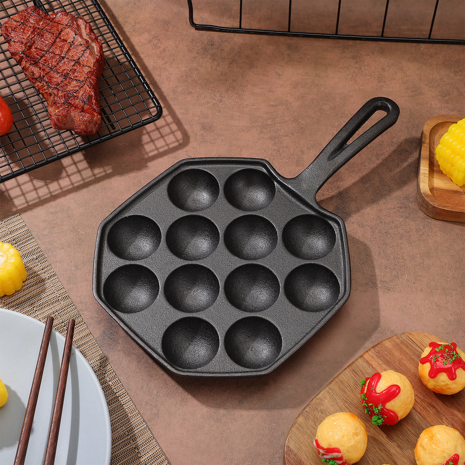 12 Molds Takoyaki Pan Cast Iro - Takoyaki Grill Plate recensie en prijs