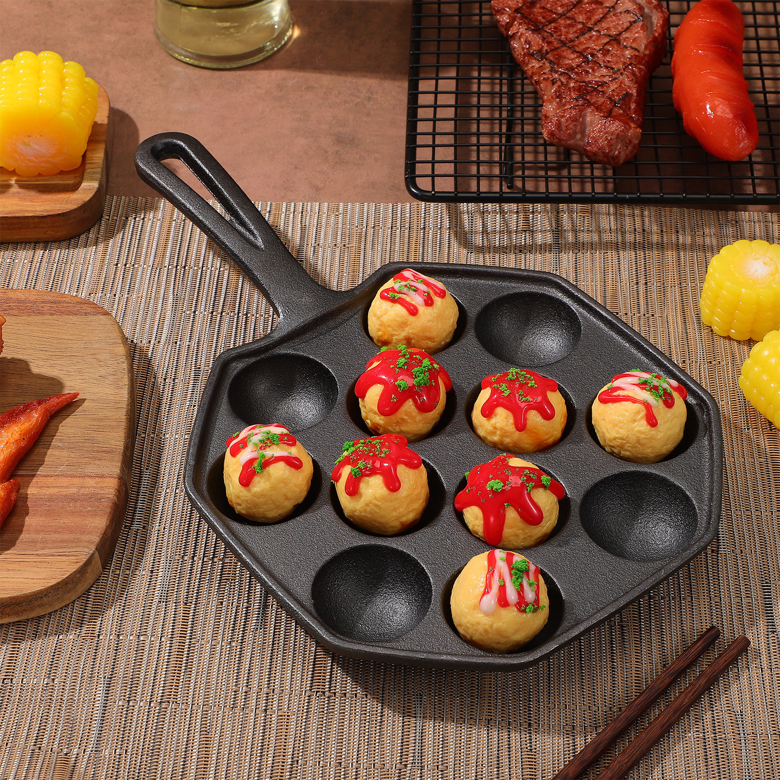 12 Molds Takoyaki Pan Cast Iro - Takoyaki Grill Plate recensie en prijs