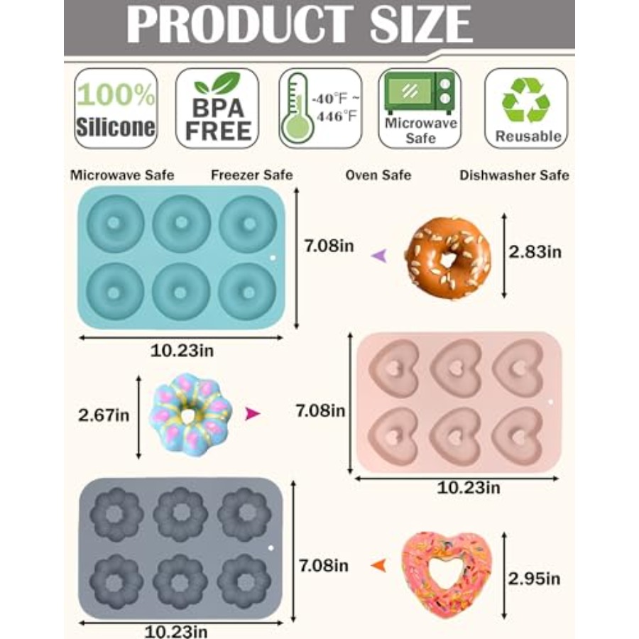 3 Pack Silicone Donut Pan for  - Donut Mold Silicone recensie en prijs