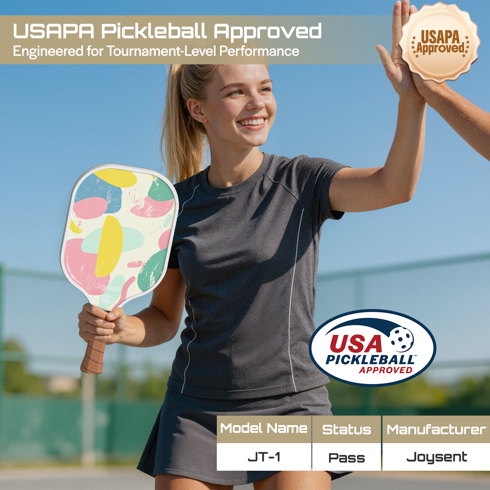 Joysent USAPA Pickleball Paddl - Crepe Pan Carbon recensie en prijs